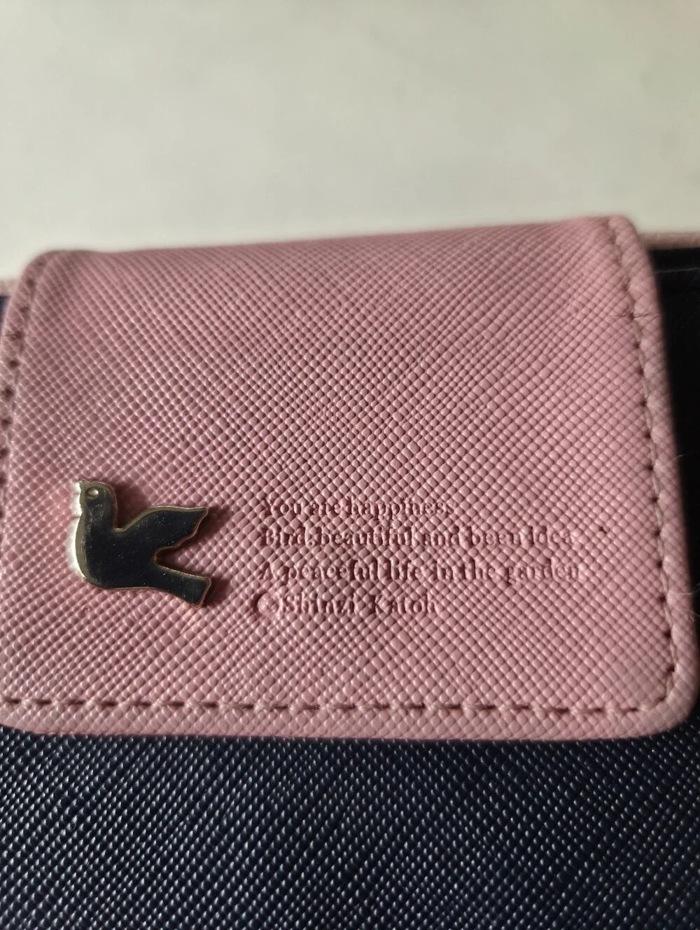 Shinzi Katoh Womans Wallet Pink Navy Blue Colorblock Zipper Compartments